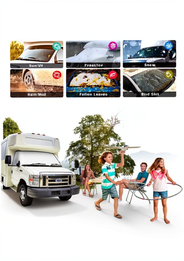 RV Windshield Cover Autofit for Class C Ford E450 1997-2023 Front-6