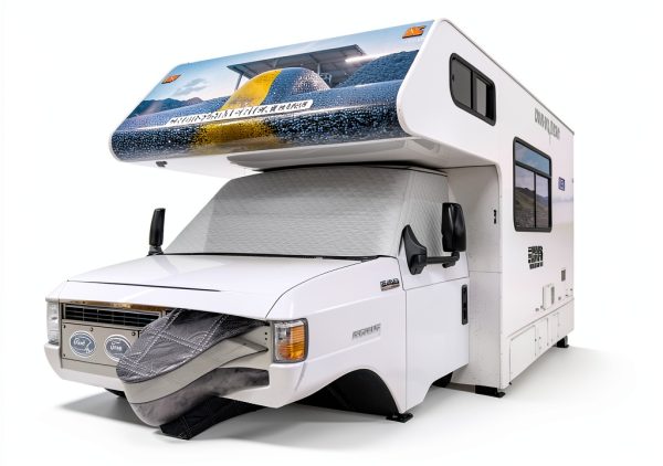 LATCH.IT Class C RV Windshield Cover Grey Waterproof 4‑Layer Shield-5