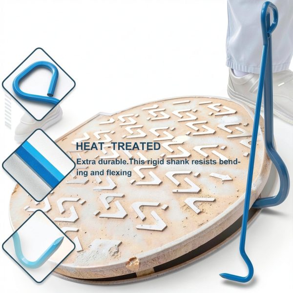 Manhole Cover Hook Therwen 2pcs 36" Blue Heavy Duty Hex Alloy Steel-3