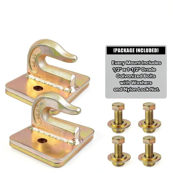 2 Pack 3/8" Tractor Bucket Grab Hook Grade 70 Forged Steel Bolt On Grab Hook Tow Hook Mount with Backer Plate,Work Well for Tractor Bucket, RV, UTV,Truck-4
