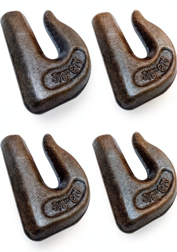 4pc 3/8in Weld On Tractor Bucket Grab Hooks Grade 70 Weldable Chain Hook-3