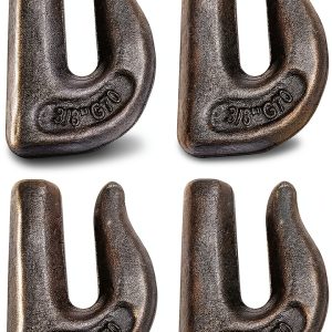 4pc 3/8in Weld On Tractor Bucket Grab Hooks Grade 70 Weldable Chain Hook-0