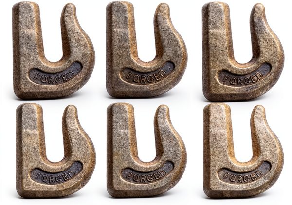 SOUJOY 6 Pack Weld-On Grab Hooks 3/8" G70 Forged Steel Tractor Buckets-0