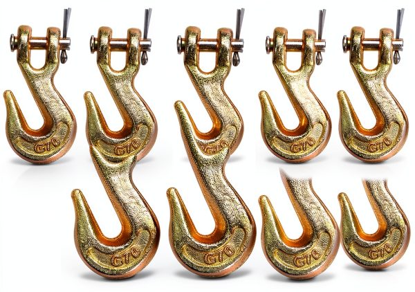 Lawei 10 Pack 1/4 Inch Clevis Grab Hook Bronze Heavy Duty Chain Hook-2