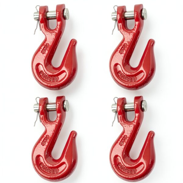 3/8'' G80 Chain Hook Lechengxin Grab Hook 7,100 lbs WLL Red 4 Pack-0